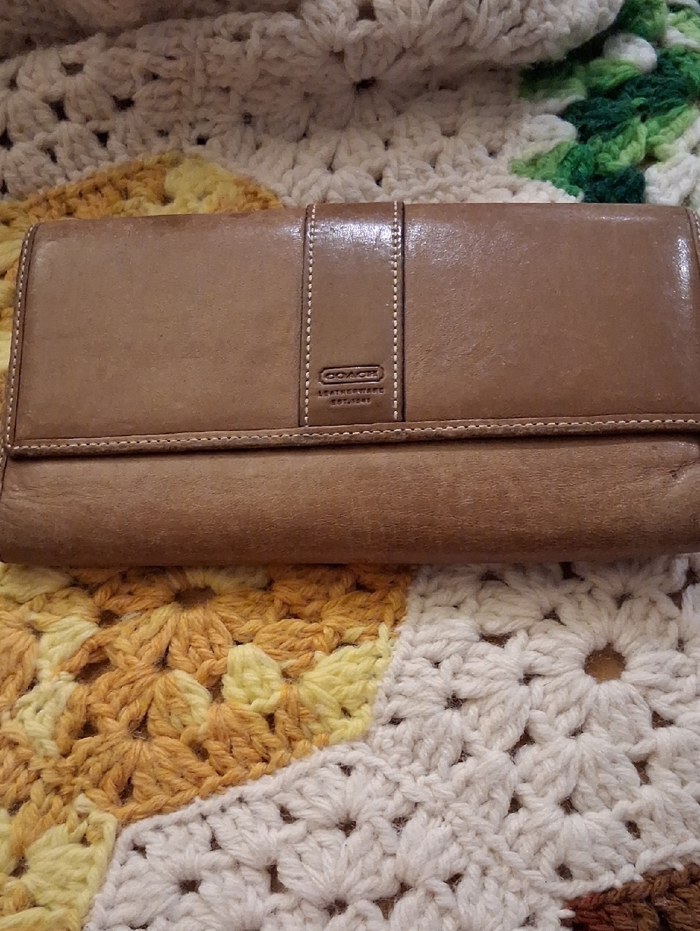 Coach Tan Leather Wallet Organizer Vintage